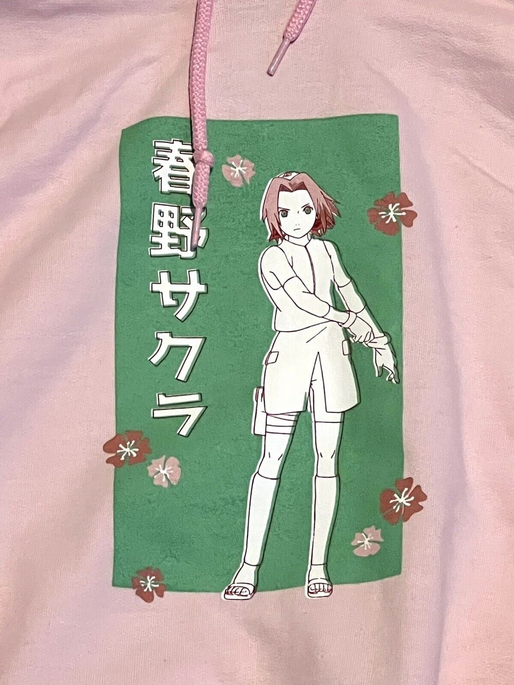Sakura Naruto Shippuden Hoodie Sweatshirt PINK Size L LARGE Womens Mens Unisex